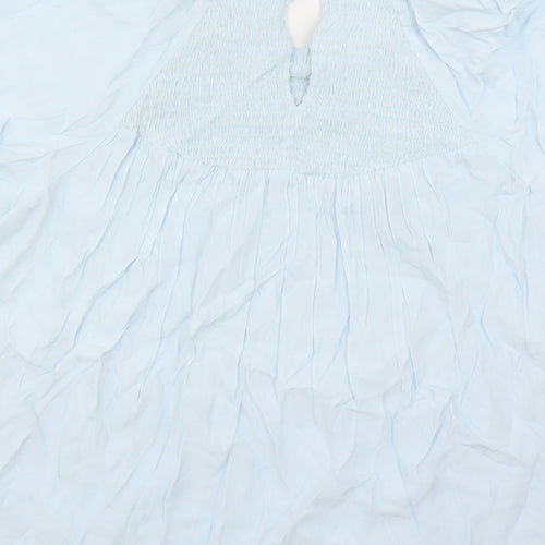 Y-A-S Womens Blue Viscose Basic Blouse Size L Round Neck