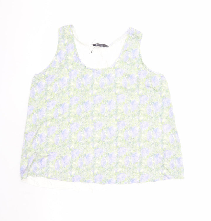 Marks and Spencer Womens Multicoloured Geometric Polyester Basic Tank Size 16 Round Neck