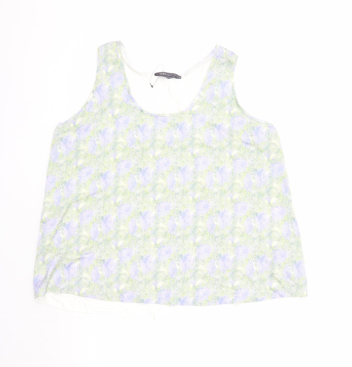 Marks and Spencer Womens Multicoloured Geometric Polyester Basic Tank Size 16 Round Neck