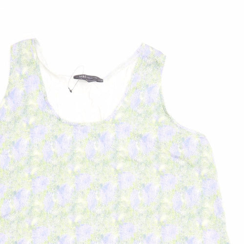 Marks and Spencer Womens Multicoloured Geometric Polyester Basic Tank Size 16 Round Neck