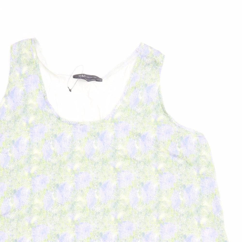 Marks and Spencer Womens Multicoloured Geometric Polyester Basic Tank Size 16 Round Neck