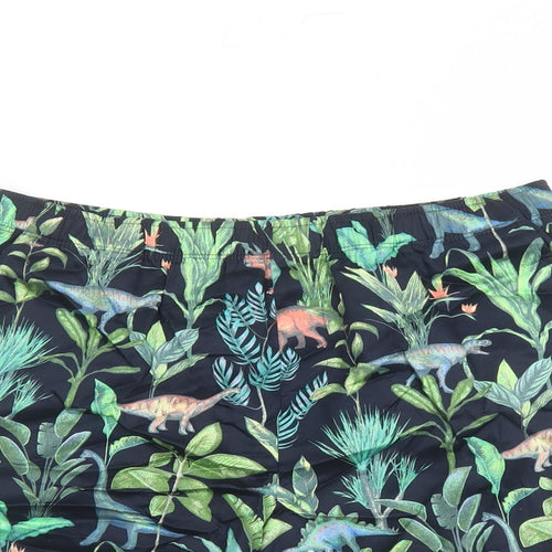 Marks and Spencer Boys Multicoloured Geometric 100% Cotton Bermuda Shorts Size 13-14 Years L7 in Regular - Elasticated Waist Dinosaur Pattern