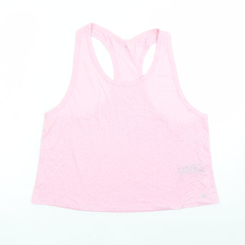 GOODMOVE Womens Pink Geometric Polyester Camisole Tank Size 14 Round Neck Pullover