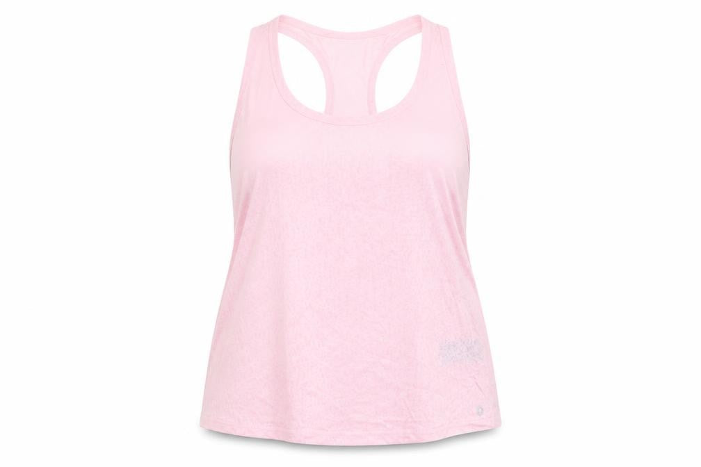 Front view of Goodmove women’s pink geometric polyester camisole tank, size UK 14, round neck pullover