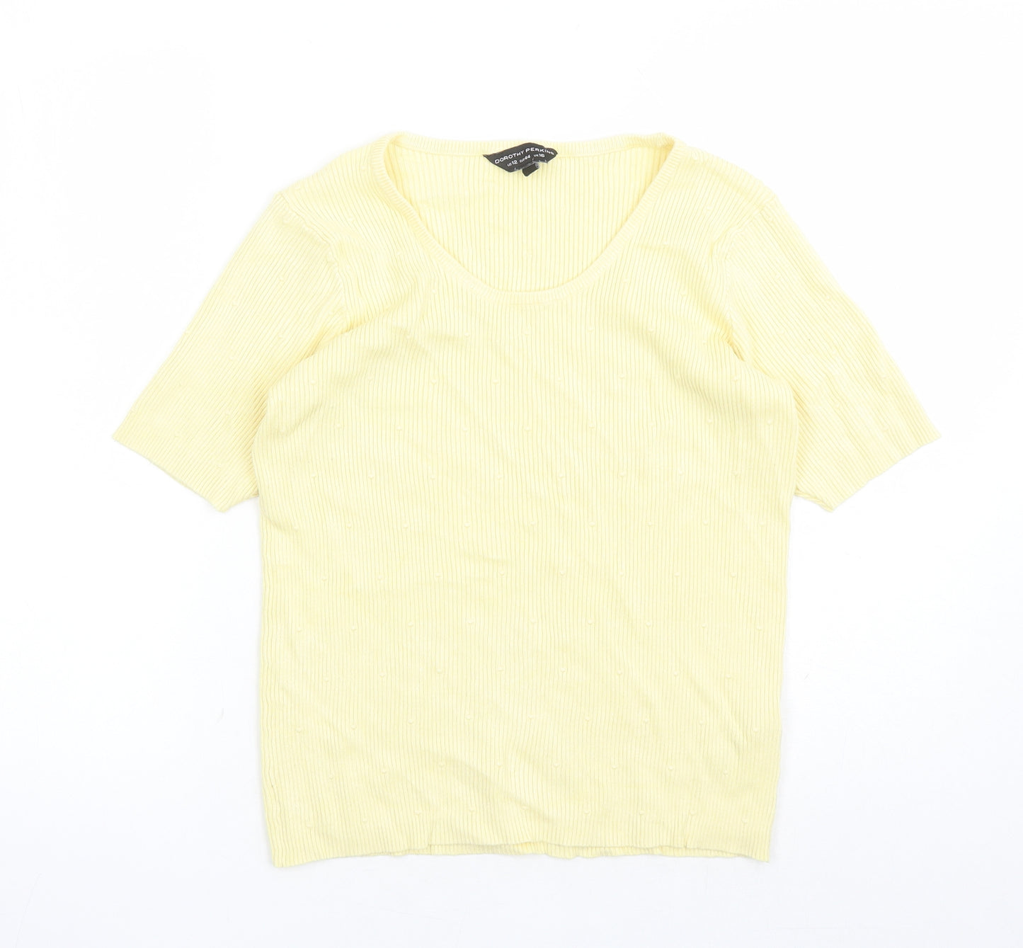 Dorothy Perkins Womens Yellow Round Neck Viscose Pullover Jumper Size 16