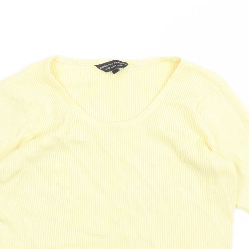 Dorothy Perkins Womens Yellow Round Neck Viscose Pullover Jumper Size 16