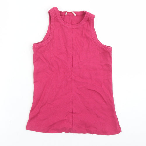 Dressberry Womens Pink 100% Cotton Basic Tank Size M Round Neck