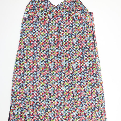 Marks and Spencer Womens Multicoloured Geometric Polyester Slip Dress Size 24 V-Neck Zip - Sequin Detail