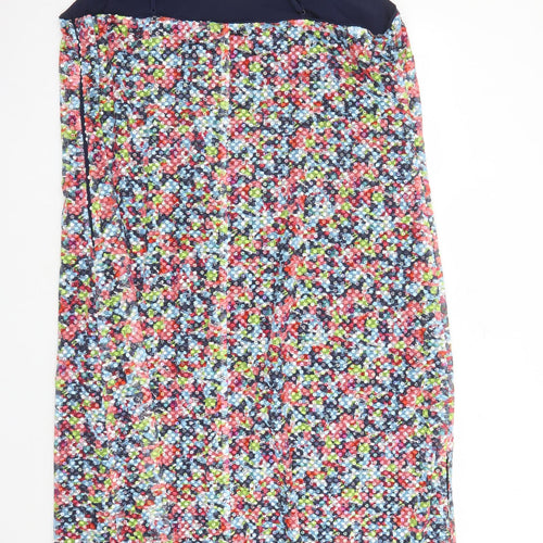 Marks and Spencer Womens Multicoloured Geometric Polyester Slip Dress Size 24 V-Neck Zip - Sequin Detail