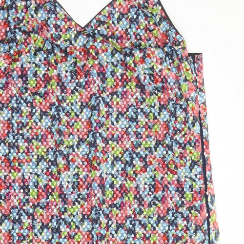 Marks and Spencer Womens Multicoloured Geometric Polyester Slip Dress Size 24 V-Neck Zip - Sequin Detail