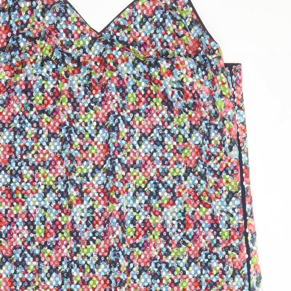 Marks and Spencer Womens Multicoloured Geometric Polyester Slip Dress Size 24 V-Neck Zip - Sequin Detail