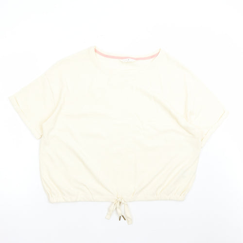 Marks and Spencer Womens Ivory Solid Cotton Top Pyjama Top Size XL Drawstring
