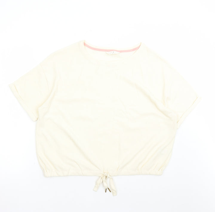Marks and Spencer Womens Ivory Solid Cotton Top Pyjama Top Size XL Drawstring