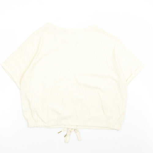 Marks and Spencer Womens Ivory Solid Cotton Top Pyjama Top Size XL Drawstring