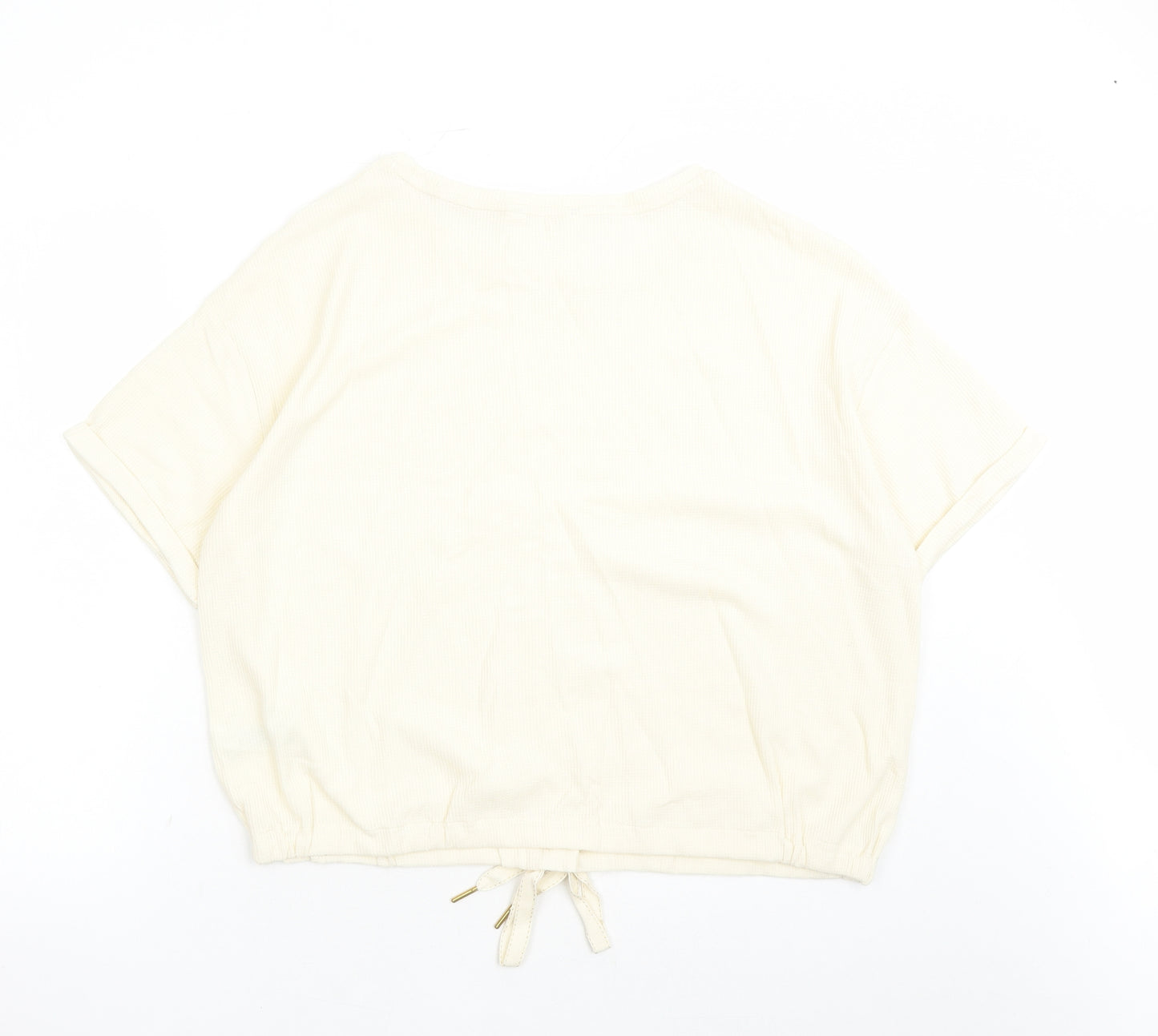 Marks and Spencer Womens Ivory Solid Cotton Top Pyjama Top Size XL Drawstring