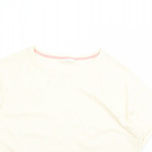 Marks and Spencer Womens Ivory Solid Cotton Top Pyjama Top Size XL Drawstring