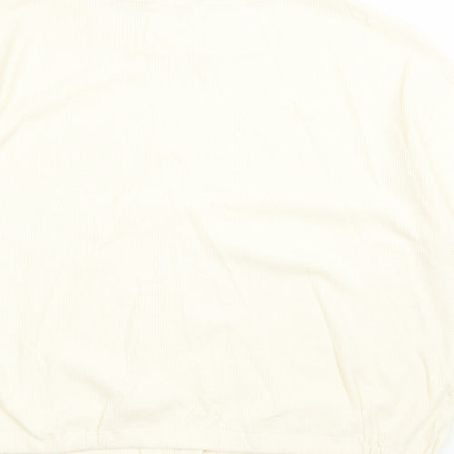 Marks and Spencer Womens Ivory Solid Cotton Top Pyjama Top Size XL Drawstring
