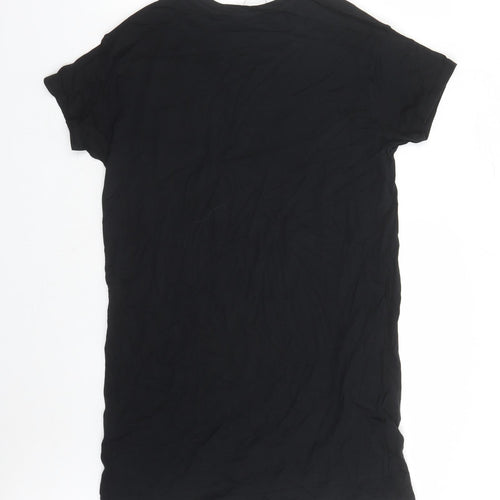Marks and Spencer Womens Black 100% Cotton T-Shirt Dress Size 12 Round Neck Pullover