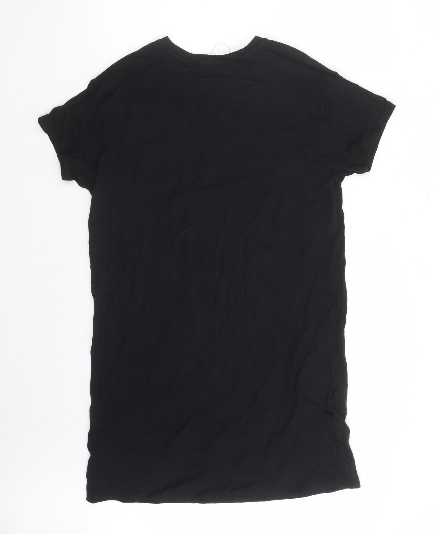 Marks and Spencer Womens Black 100% Cotton T-Shirt Dress Size 12 Round Neck Pullover