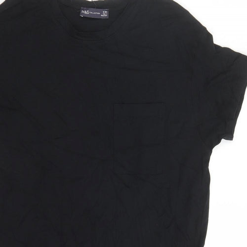 Marks and Spencer Womens Black 100% Cotton T-Shirt Dress Size 12 Round Neck Pullover