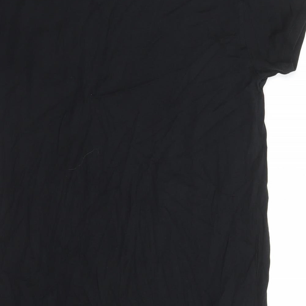 Marks and Spencer Womens Black 100% Cotton T-Shirt Dress Size 12 Round Neck Pullover