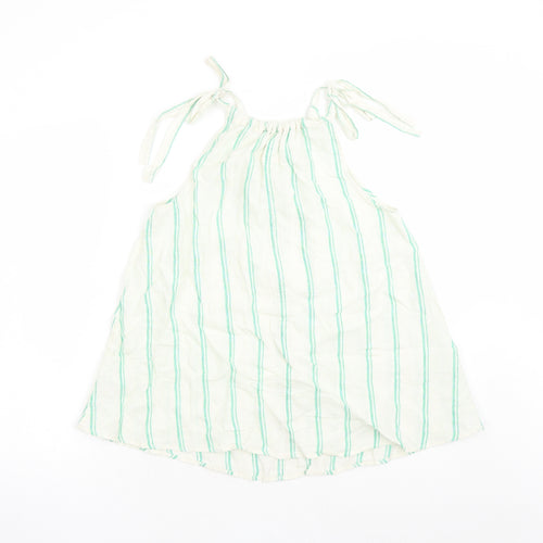 Marks and Spencer Womens Ivory Striped Flax Camisole Tank Size 8 Round Neck