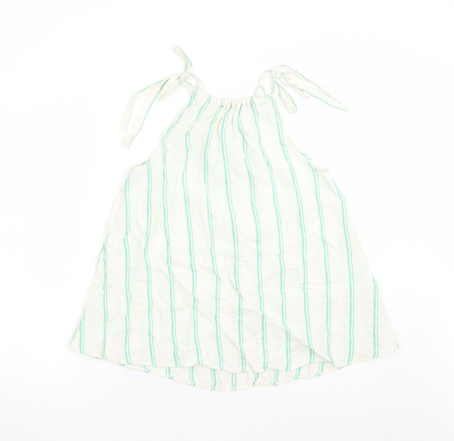Marks and Spencer Womens Ivory Striped Flax Camisole Tank Size 8 Round Neck