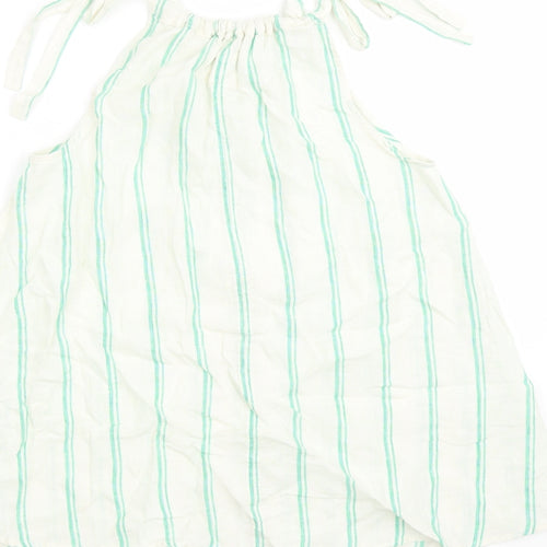 Marks and Spencer Womens Ivory Striped Flax Camisole Tank Size 8 Round Neck