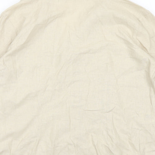 AMARANTO Womens Beige Viscose Basic Button-Up Size 12 Collared