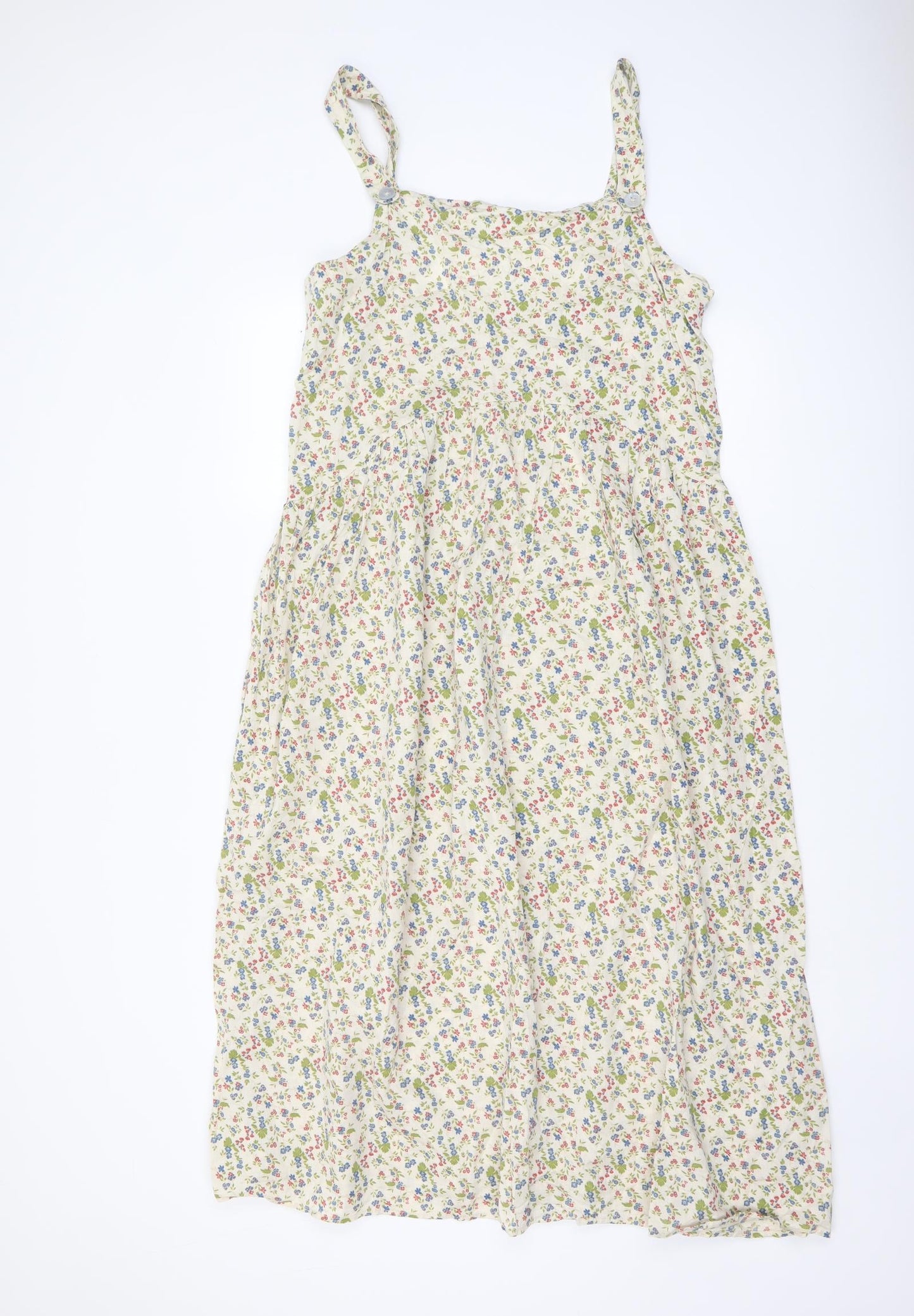 Zara Womens Multicoloured Floral Cotton A-Line Size L Square Neck Pullover