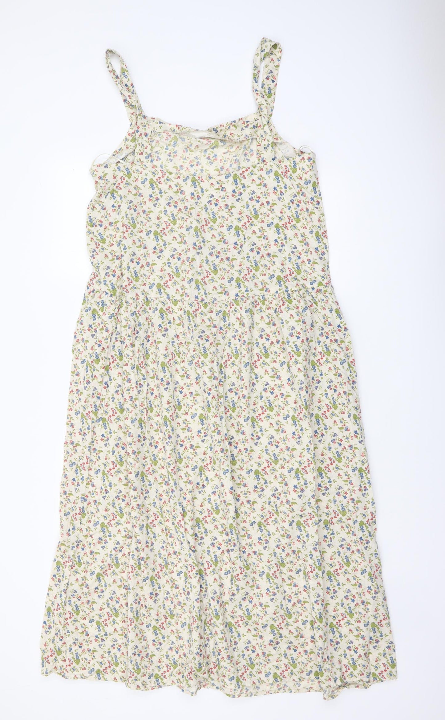 Zara Womens Multicoloured Floral Cotton A-Line Size L Square Neck Pullover