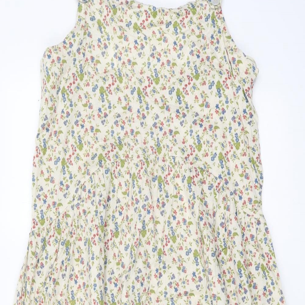 Zara Womens Multicoloured Floral Cotton A-Line Size L Square Neck Pullover