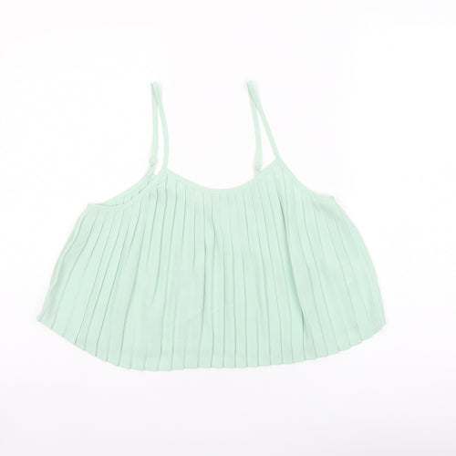 La Hearts Womens Green Polyester Cropped Tank Size XS Round Neck