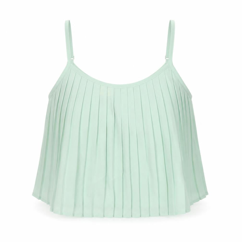 La Hearts Womens Green Polyester Cropped Tank Size XS Round Neck