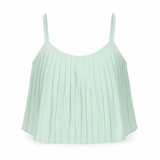 Front view of La Hearts women’s green polyester cropped tank, size XS, round neck