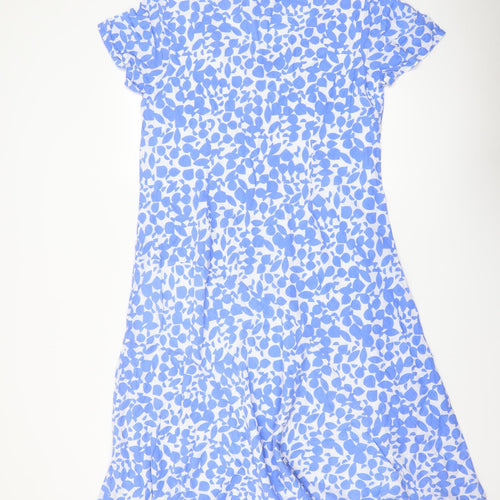 Pomodoro Womens Blue Geometric Cotton A-Line Size 20 V-Neck Pullover