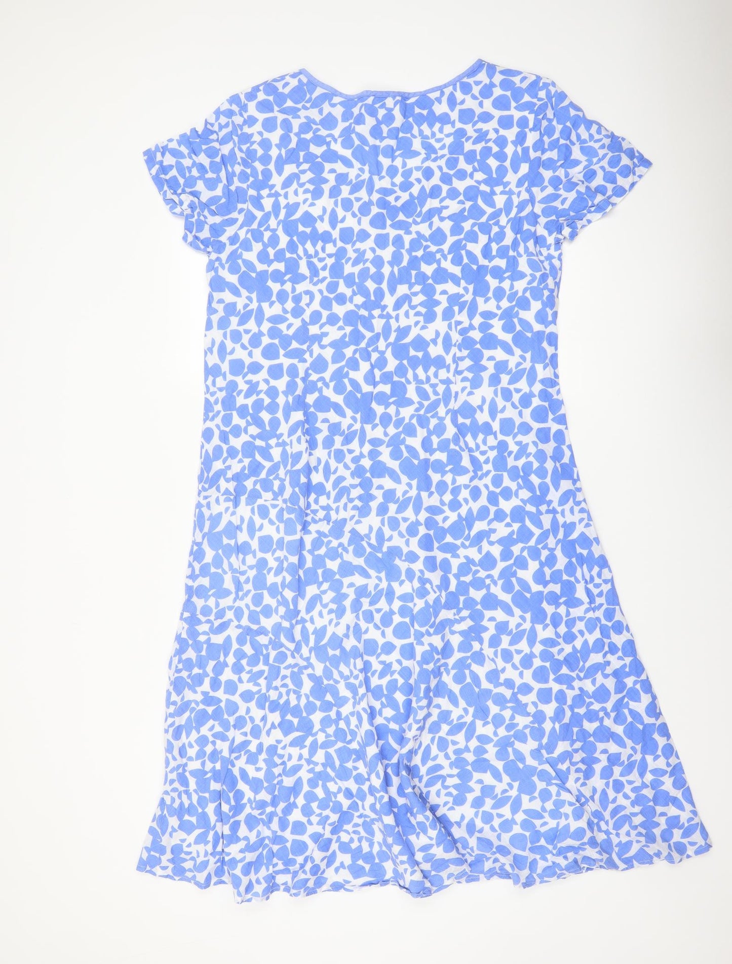 Pomodoro Womens Blue Geometric Cotton A-Line Size 20 V-Neck Pullover