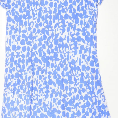 Pomodoro Womens Blue Geometric Cotton A-Line Size 20 V-Neck Pullover