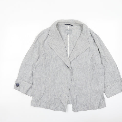 Per Uba Womens Grey Striped Jacket Size 18 Button