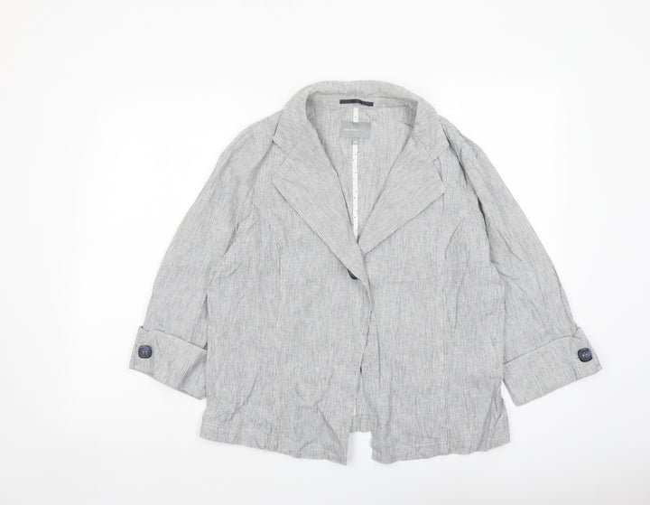 Per Uba Womens Grey Striped Jacket Size 18 Button