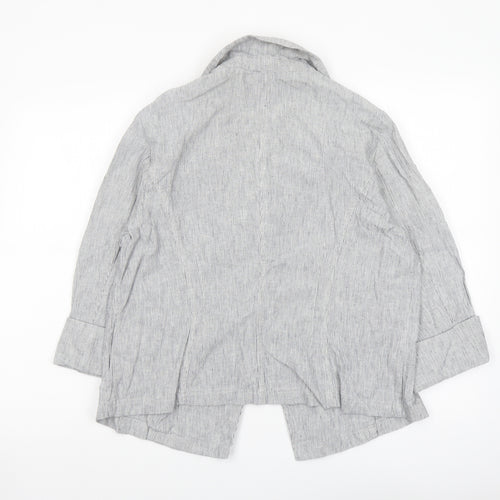 Per Uba Womens Grey Striped Jacket Size 18 Button