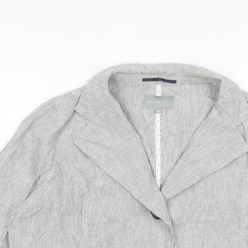 Per Uba Womens Grey Striped Jacket Size 18 Button