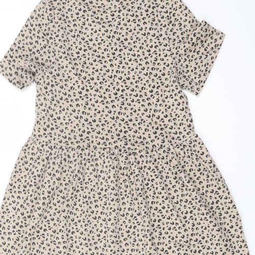 Marks and Spencer Girls Beige Animal Print Cotton A-Line Size 4-5 Years Crew Neck Pullover