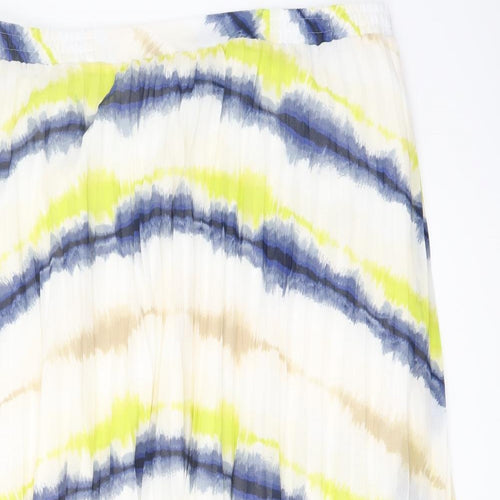 Marks and Spencer Womens Multicoloured Geometric Polyester Pleated Skirt Size 20