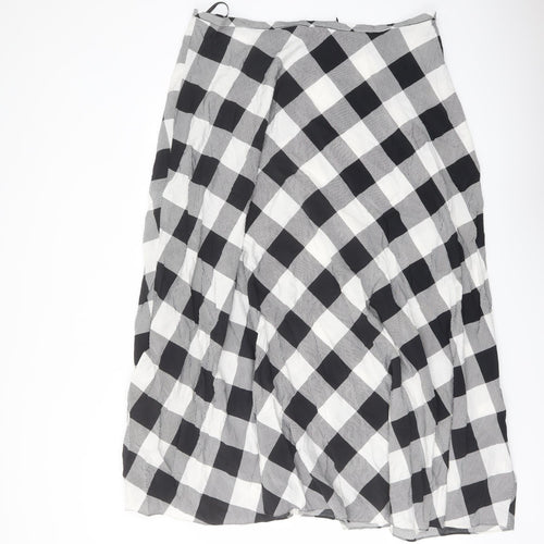 Marks and Spencer Womens Green Check Viscose A-Line Skirt Size 20 Zip