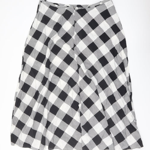 Marks and Spencer Womens Green Check Viscose A-Line Skirt Size 20 Zip