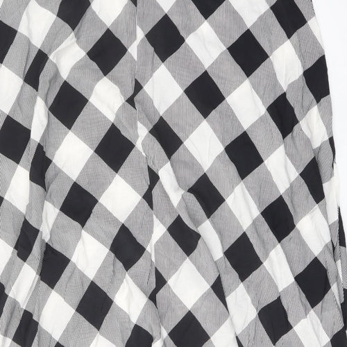 Marks and Spencer Womens Green Check Viscose A-Line Skirt Size 20 Zip
