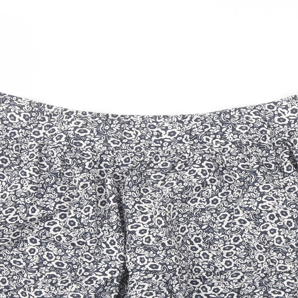 Marks and Spencer Womens Blue Floral Cotton Flare Skirt Size 18