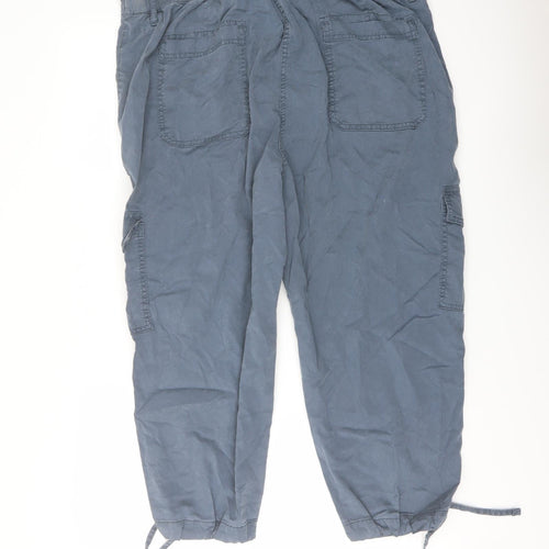 Marks and Spencer Womens Blue Lyocell Cargo Trousers Size 20 L22 in Regular Button