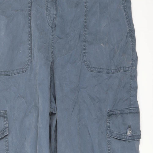 Marks and Spencer Womens Blue Lyocell Cargo Trousers Size 20 L22 in Regular Button